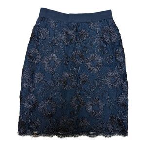 Michael Kors Navy Floral Lace Pencil Skirt